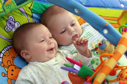 Infants twins observe behavior